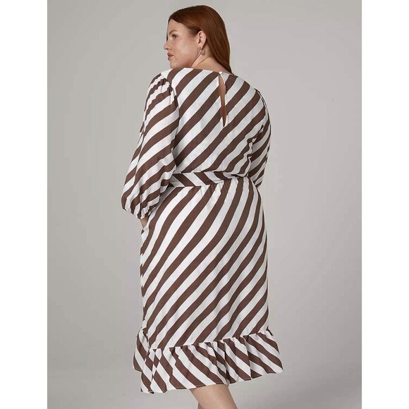 NWT $119.95 Lane Bryant Blouson Sleeve Ruffle Hem Midi Dress Women's Size 24 - Picture 2 of 16